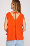 Sleeveless Surplice Wrap Top with Tie Back
