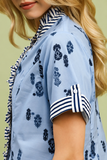 Blue Willow Ruffle Top- Blue