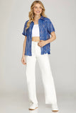 Coastal Breeze Textured Button-Up Top