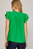 Flirt & Flow Ruffle Sleeve Pintuck Blouse