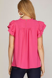 Flirt & Flow Ruffle Sleeve Pintuck Blouse