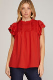 Flirt & Flow Ruffle Sleeve Pintuck Blouse