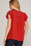 Flirt & Flow Ruffle Sleeve Pintuck Blouse