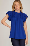Flirt & Flow Ruffle Sleeve Pintuck Blouse