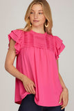 Flirt & Flow Ruffle Sleeve Pintuck Blouse