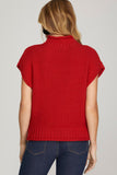 Drop Shoulder Mock Neck Sleeveless Sweater Top