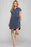 Harper Mineral Wash Shirtdress - Denim