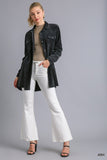 Mineral Wash Button-Up Shirt Dress with Raw Hem
