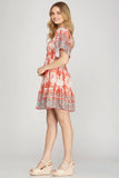 Skylar Tapestry Flutter Dress