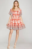 Skylar Tapestry Flutter Dress