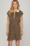 Wild Side Racing Stripe Mini Dress – Mocha Leopard