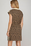 Wild Side Racing Stripe Mini Dress – Mocha Leopard