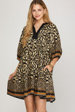 Border Medallion Print Tiered Pocket Mini Dress