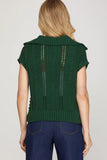 Autumn Stroll Cap Sleeve Collared Sweater