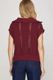 Autumn Stroll Cap Sleeve Collared Sweater