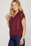 Autumn Stroll Cap Sleeve Collared Sweater