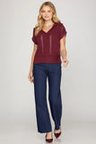 Autumn Stroll Cap Sleeve Collared Sweater