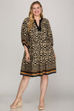 Border Medallion Print Tiered Pocket Mini Dress