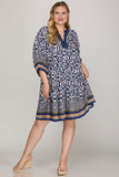 Border Medallion Print Tiered Pocket Mini Dress