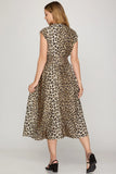 Marisol Luxe Leopard Midi Dress - Black