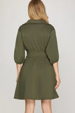 Weekend Wanderer Zip Up Smocked Waist Mini Dress