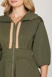 Weekend Wanderer Zip Up Smocked Waist Mini Dress