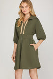 Weekend Wanderer Zip Up Smocked Waist Mini Dress