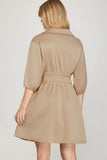 Weekend Wanderer Zip Up Smocked Waist Mini Dress