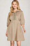 Weekend Wanderer Zip Up Smocked Waist Mini Dress