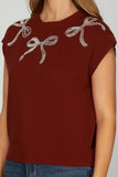 Elle Sparkle Bow Sweater Top