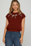Elle Sparkle Bow Sweater Top