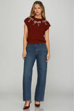 Elle Sparkle Bow Sweater Top