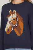 Classic Equestrian Elbow-Patch Sweater - Navy