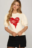 Valentina Sweetheart Puff Sleeve Sweater