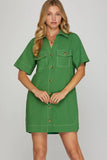 Harper Contrast Stitch Shirt Dress