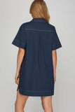 Harper Contrast Stitch Shirt Dress