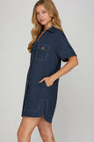 Harper Contrast Stitch Shirt Dress