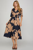 Clara Stencil Floral Midi Dress