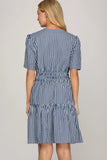 Nantucket Stripe Dress- Blue