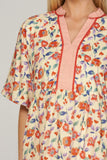 Blushing Meadow Contrast Trim Tiered Dress