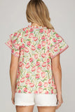 Garden Flutter Sleeve Blouse