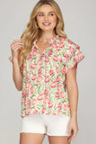Garden Flutter Sleeve Blouse
