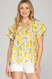 Garden Flutter Sleeve Blouse