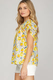 Garden Flutter Sleeve Blouse