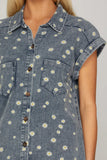Daisy Days Button Front Dress- Denim Blue