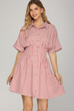 Southern Belle Pintuck Shirt Dress