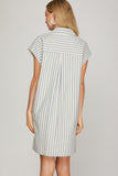 Coastal Boardwalk Stripe Shirt Dress