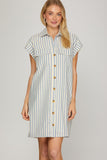 Coastal Boardwalk Stripe Shirt Dress