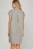 Coastal Boardwalk Stripe Shirt Dress