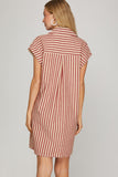 Coastal Boardwalk Stripe Shirt Dress